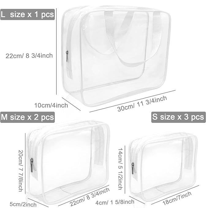 APREUTY Clear Makeup Bags, TSA Approved 6Pcs Cosmetic Makeup Bags Set Clear PVC - Image 7