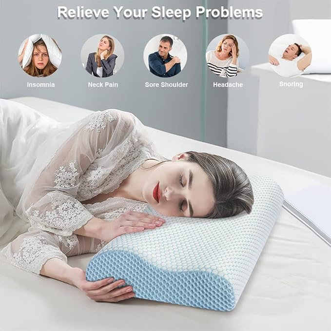 Anvo Memory Foam Pillow, Neck Contour Cervical Orthopedic Bed Pillow - Image 4