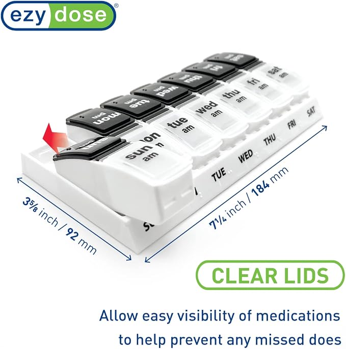 EZY DOSE Weekly Daily AM/PM Pill Case, Medicine Planner, Vitamin Organizer - Image 3