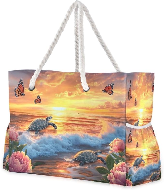 senya Large Beach Bags Totes Canvas Tote Shoulder Bag Soft Wave Water Resistant by senya