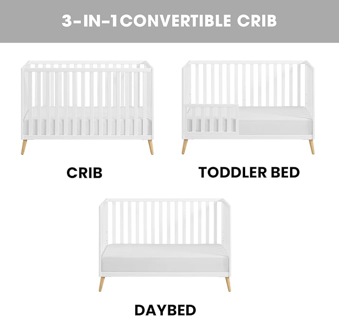 Oxford Baby Cozy Nest Convertible Island Crib, Snow White/Natural - Image 3