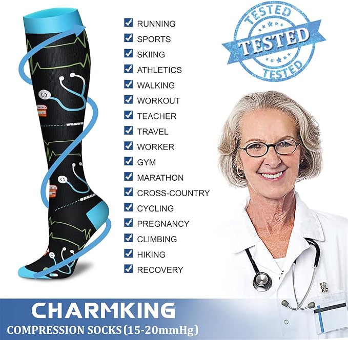 CHARMKING Compression Socks for Women & Men Circulation 15-20 mmHg is Best - Image 5