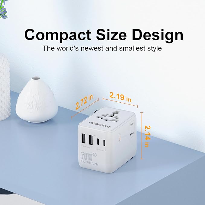Universal Travel Adapter, RIOZIOZIOZ GaN III Worldwide Portable Adaptor - Image 7