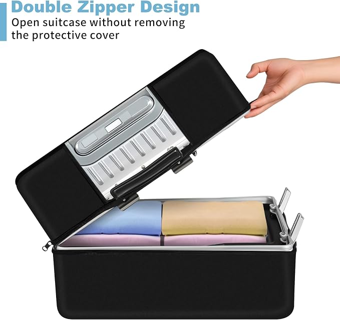 Yotako Upgraded Double Zippered Transparent PVC Suitcase Cover, No Disassembly - Image 4