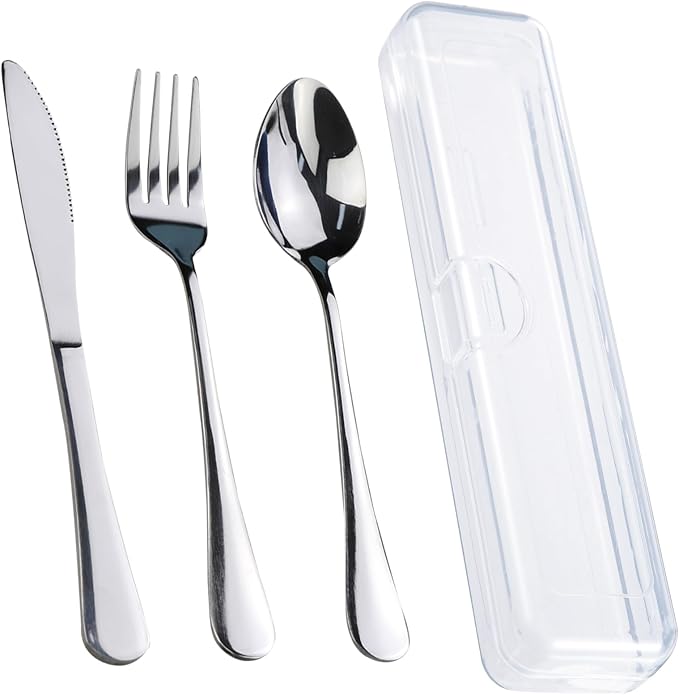 Travel Utensils With Case, Stainless Steel Reusable Portable Utensils Set With by lengnoyp