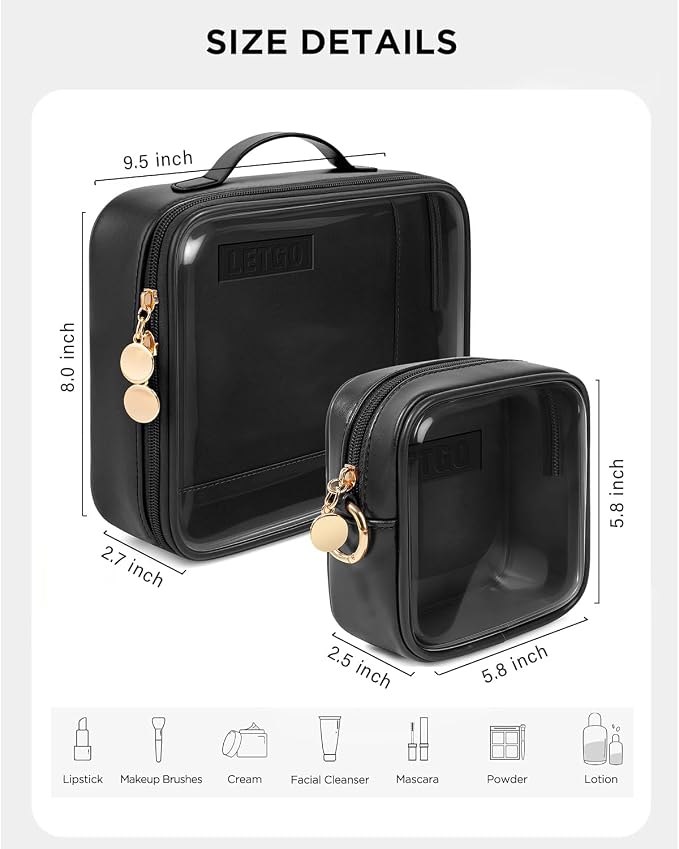 2pcs Clear Toiletry Bag TSA Approved Travel Bag, Carry On - Image 2