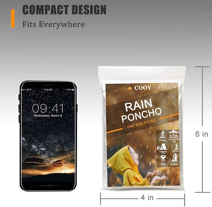 Rain Ponchos, with Drawstring Hood （10 Pack） Emergency Disposable Rain Ponchos - Image 3