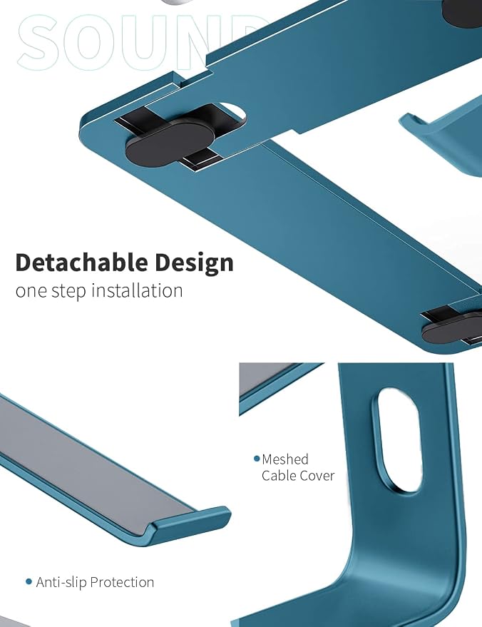SOUNDANCE Laptop Stand, Aluminum Computer Riser, Ergonomic Laptops Elevator - Image 5