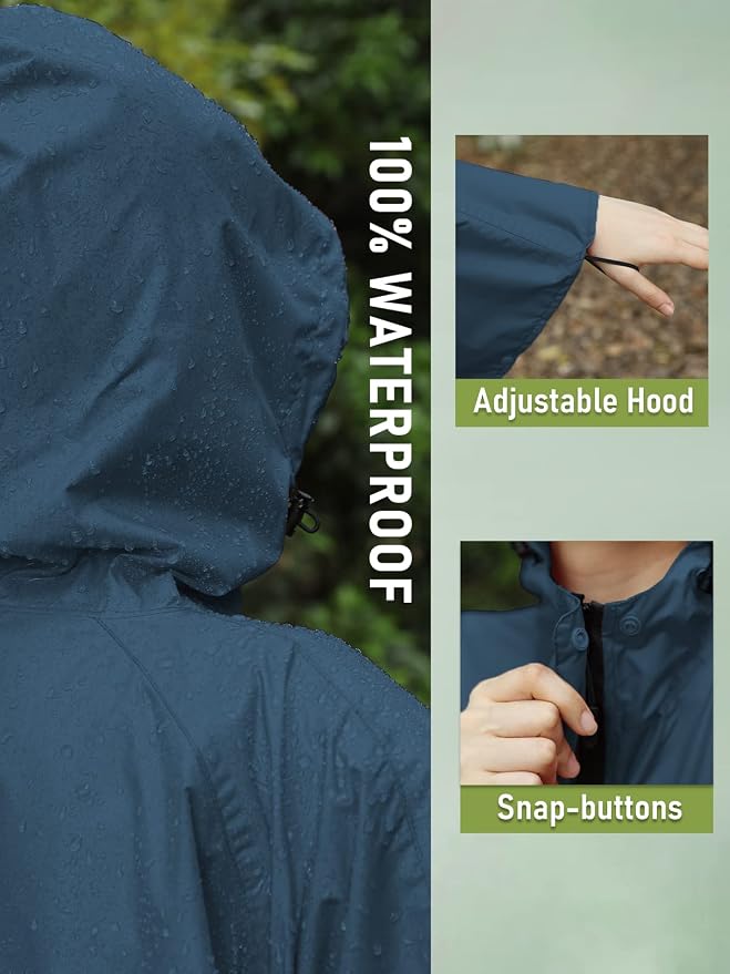 SaphiRose Unisex Rain Poncho Hooded Waterproof Raincoat - Image 3