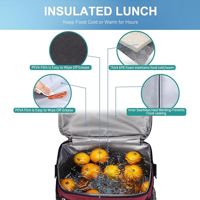 iknoe Large Foldable Cooler Bag, 8.5L Insulated Lunch Bag, Leakproof Lunch - Image 6