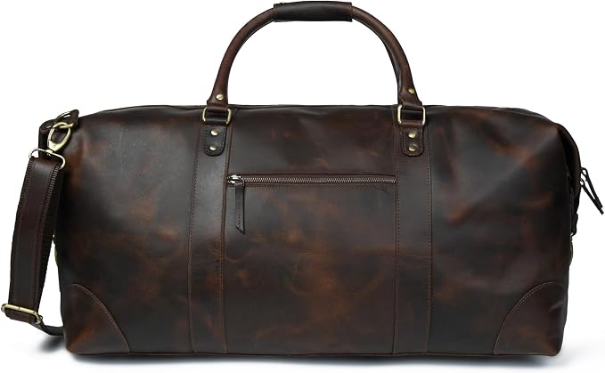 ELIZO Large Leather Duffle Bag For Men Women Big REAL FULL GRAIN Travel by LuxuryEngineeredProducts
