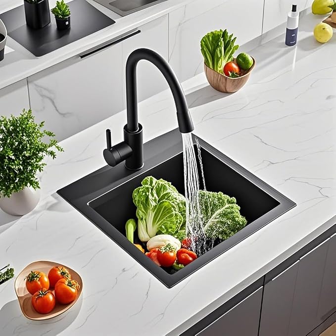 ARTLINE 15 x 15 Inch Black Drop in Bar Sink, Stainless Steel Single Bowl - Image 7