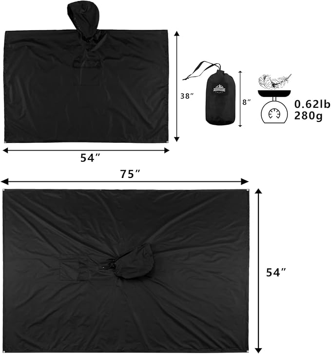 salamra Hooded Rain Poncho Waterproof Raincoat Jacket - Image 6