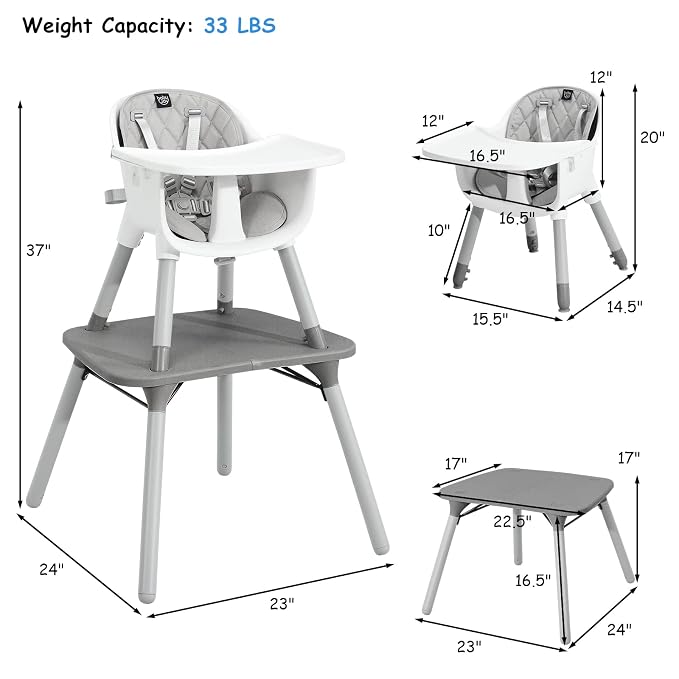 BABY JOY High Chair, 5 in 1 Convertible Highchair - Image 6