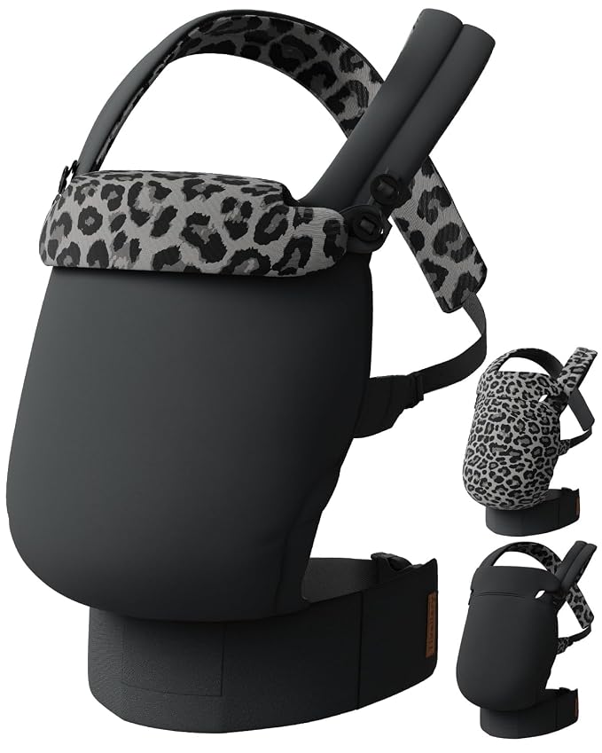 Reversible Baby Carrier – Black Solid & Leopard Print; Lightweight & Breathable by Tivellary