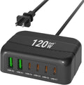USB C Charger, BURUDU 120W 6 Port USB C Charging Station, Portable PD Fast USB by BURUDU