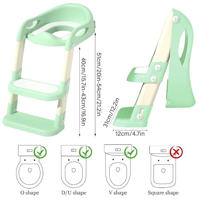 Potty Training Seat with Step Stool Ladder, Adjustable Foldable Potty Seat - Image 3