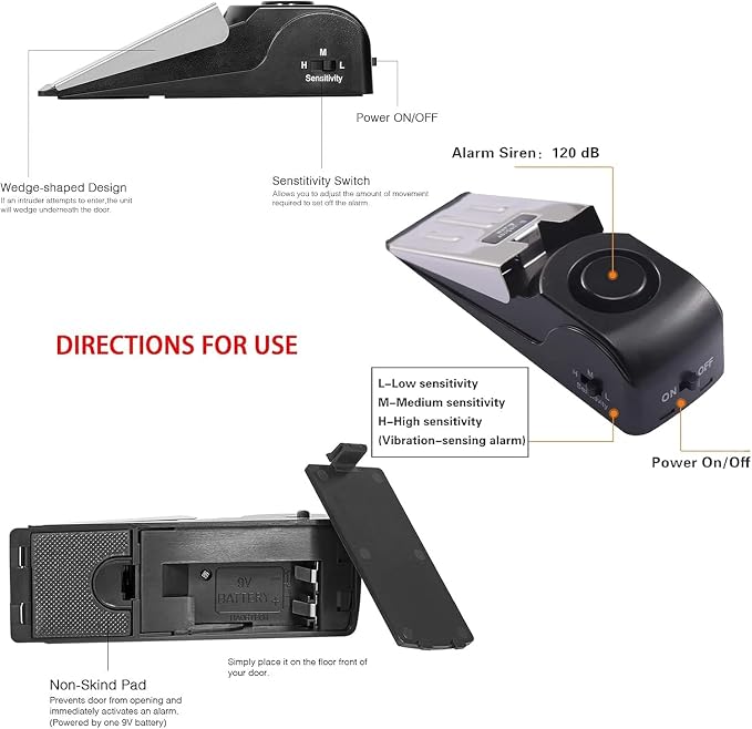 Portable Door Lock & Door Stop Alarm Set, Dual Protection Home Security Door Kit - Image 6