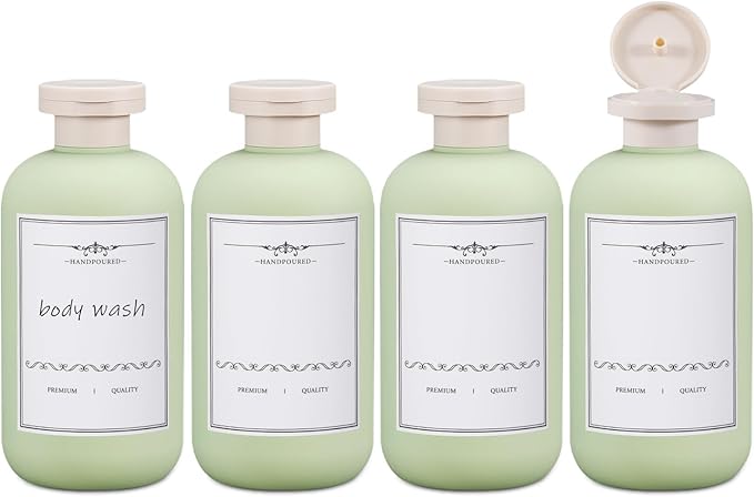 ASEVAT 10oz 4Pcs Green Plastic Refillable Travel Shampoo and Conditioner by ASEVAT