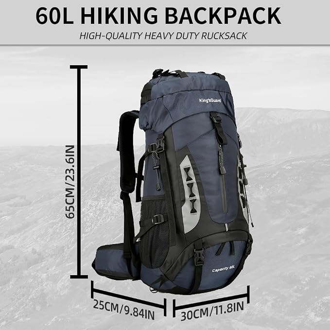 King'sGuard 60L Hiking Backpack Large Waterproof Camping Backpack - Image 5
