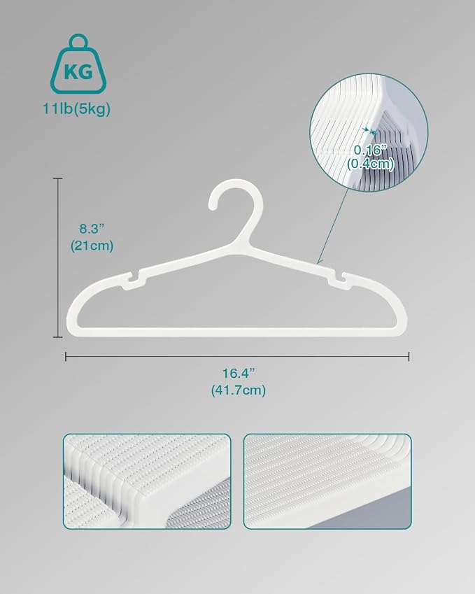 50 Pack Clothes Hangers, Non Slip Plastic Coat Hangers, Space Saving Hangers - Image 7