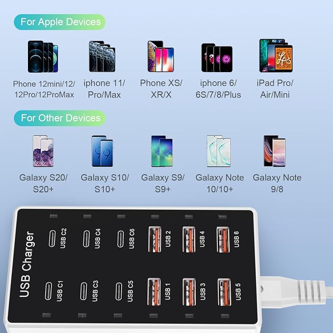 USB C Charger 12-Ports Charging Station - Image 3