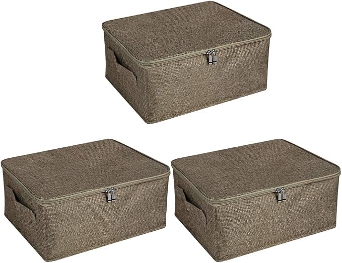 ANMINY 3PCS Storage Bins with Zipper Lids 13 Qt Lidded Fabric Storage Boxes by ANMINY
