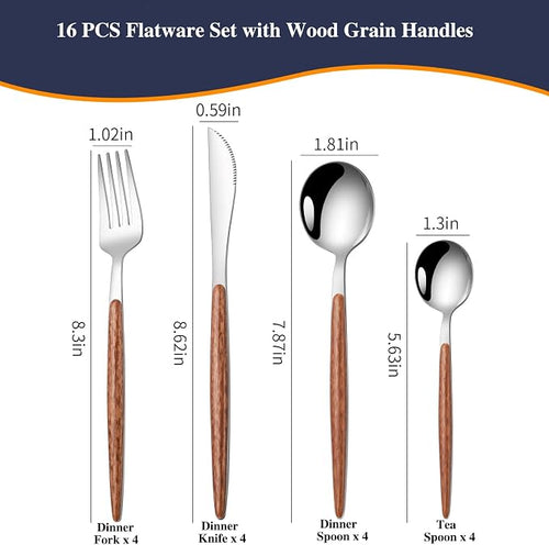 16 PCS Silverware Set for 4, Stainless Steel Flatware Cutlery Eating Utensils - Image 2