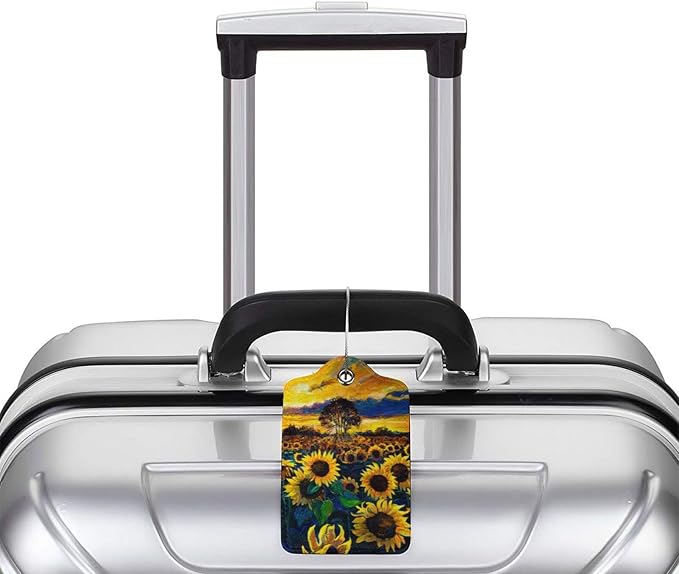 2-Pcs Beautiful Sunflower Leather Luggage Tags - Image 6