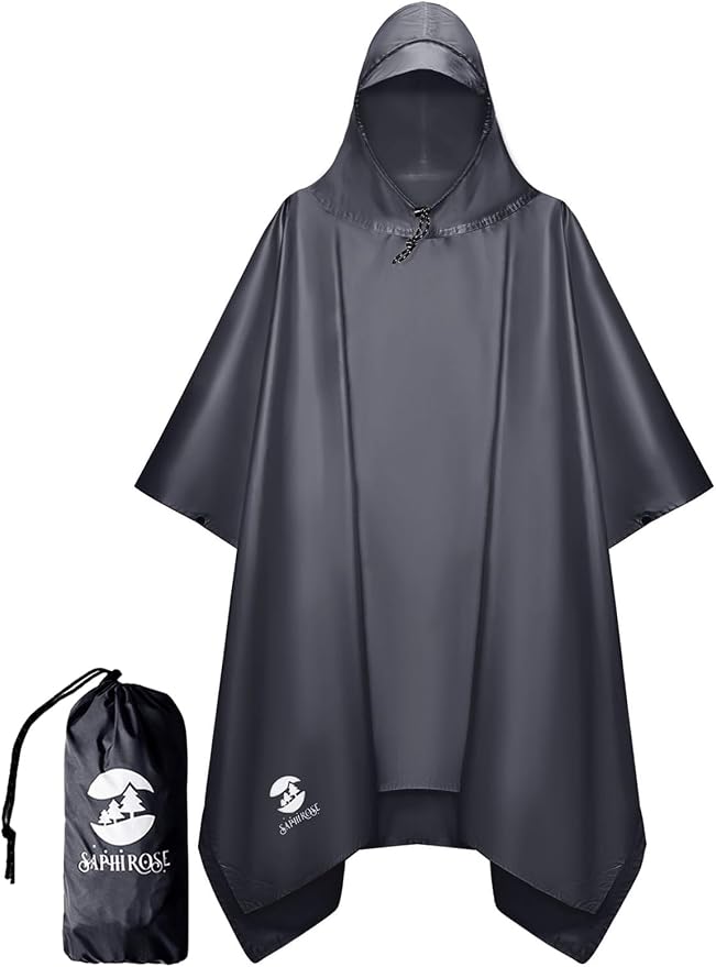 SaphiRose Hooded Rain Poncho Waterproof Raincoat Jacket by SaphiRose