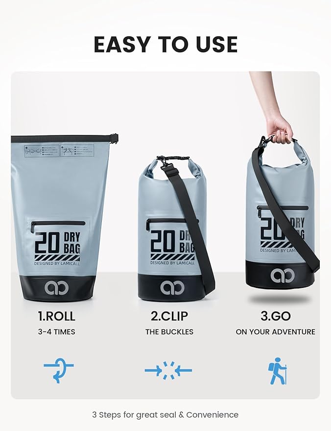 Lamicall Dry Bag Waterproof Backpack - 5L/10L/20L/30L/40L Roll Top Waterproof - Image 6