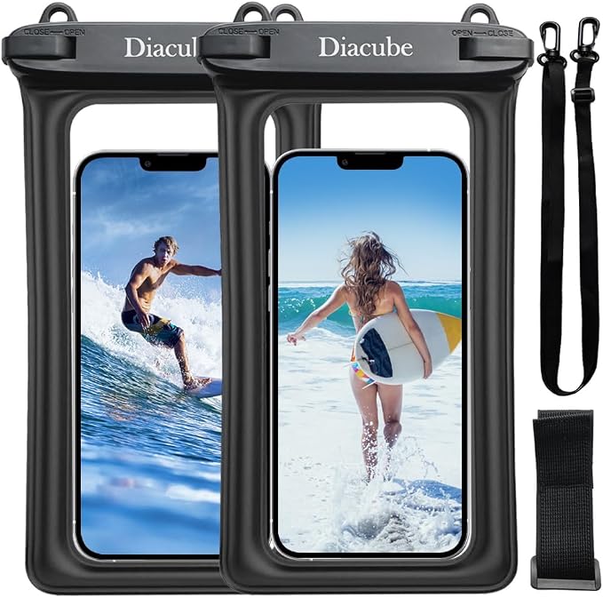 2-Pack Waterproof Phone Pouch, Universal IPX8 Floating Waterproof Case by DIACUBE