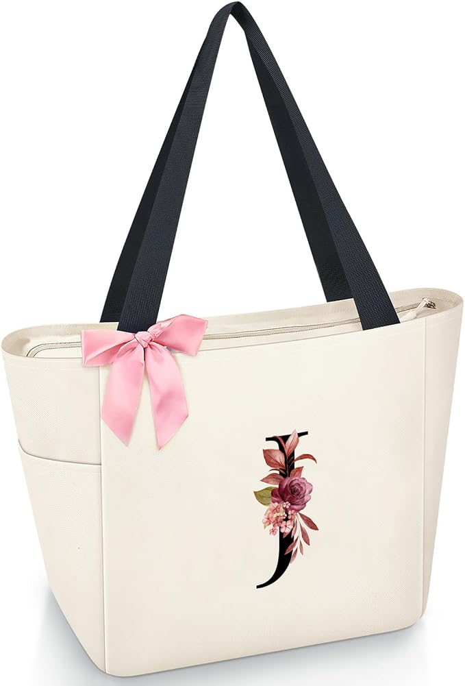 Vavabox Tote Bag, A-Z Initial Monogrammed Waterproof Tote Bag, Bridesmaid Gifts by Vavabox