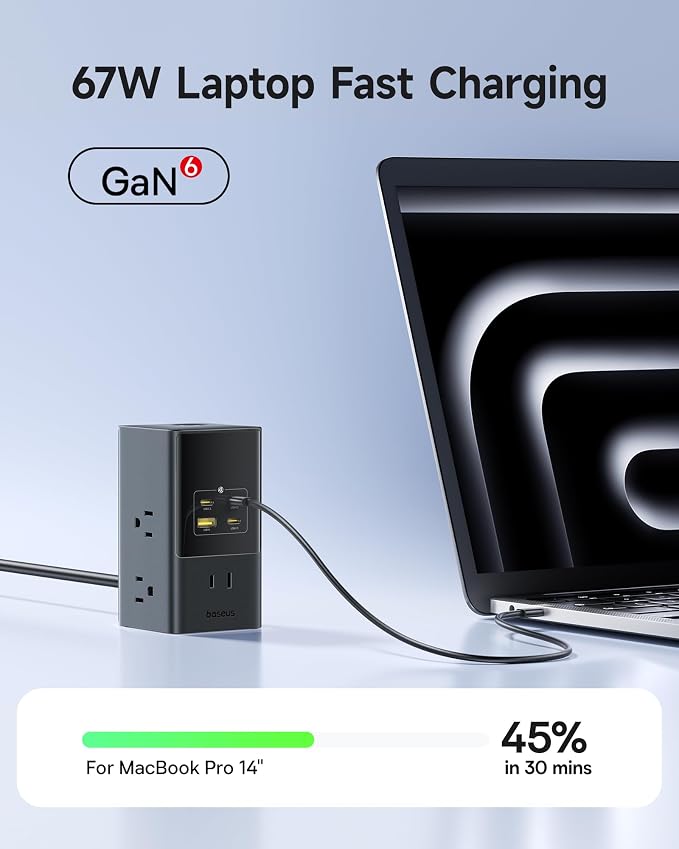 Baseus Charging Station 67W, 10-in-1 USB-C PD Fast Charging Desktop Charger - Image 3