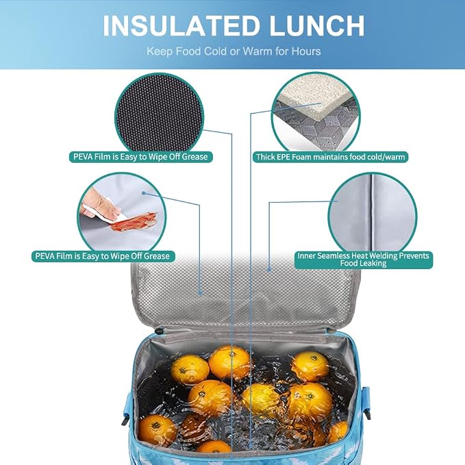iknoe Large Foldable Cooler Bag, 8.5L Insulated Lunch Bag, Leakproof Lunch - Image 6