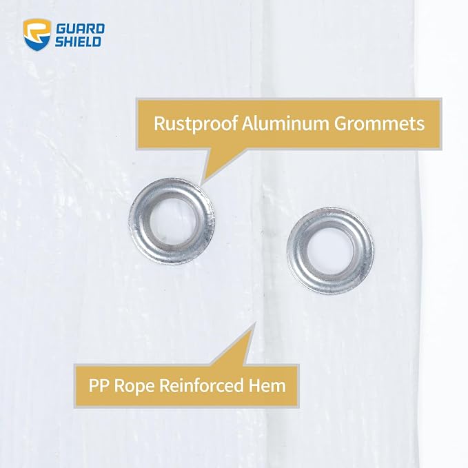 GUARD SHIELD Tarp White 9x12 Feet Multi Purpose Waterproof Poly Tarp Cover 5mil - Image 5