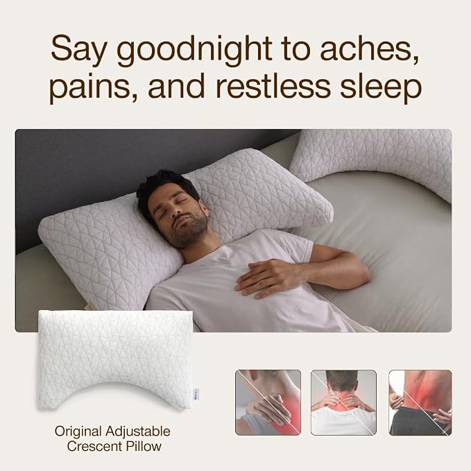 Coop Home Goods Original Crescent Adjustable Pillow, King Bed Pillows - Image 4