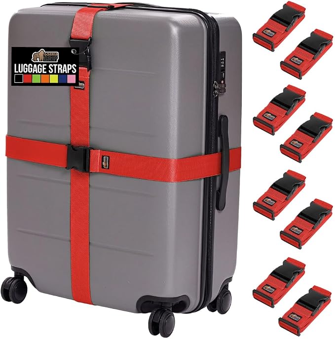 GORILLA GRIP Heavy Duty 8 Pack Adjustable Luggage Straps by GorillaGrip