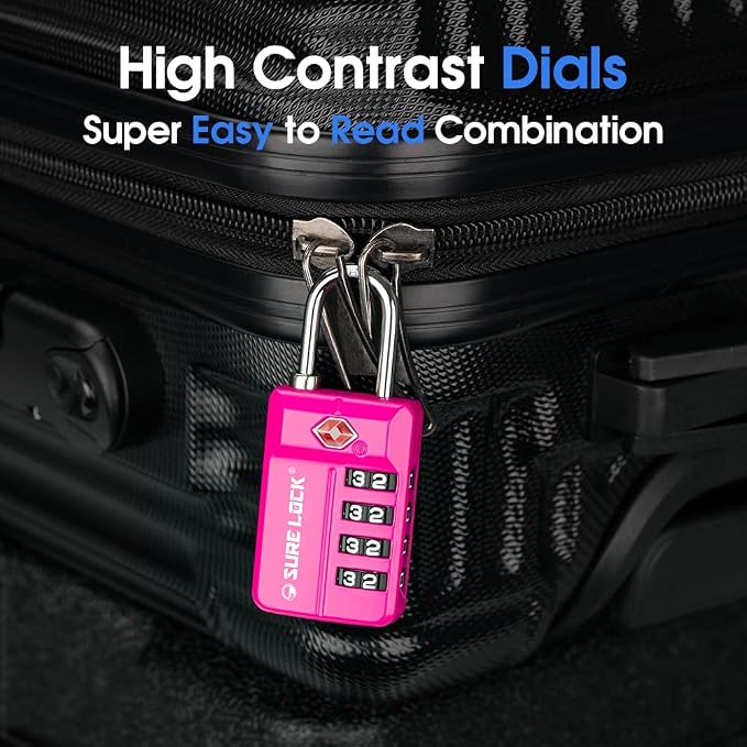 SURE LOCK TSA-Approved 4-Digit Resettable Combination Lock - Image 4