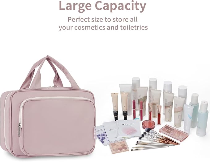 Travel Toiletry Bag for Women Large Hanging Makeup Bag Organizer Toiletries Bag - Image 7