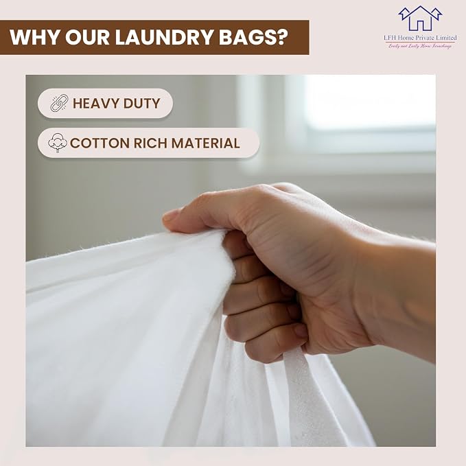 LFH Home Cotton Canvas Large Laundry Bag - Image 8