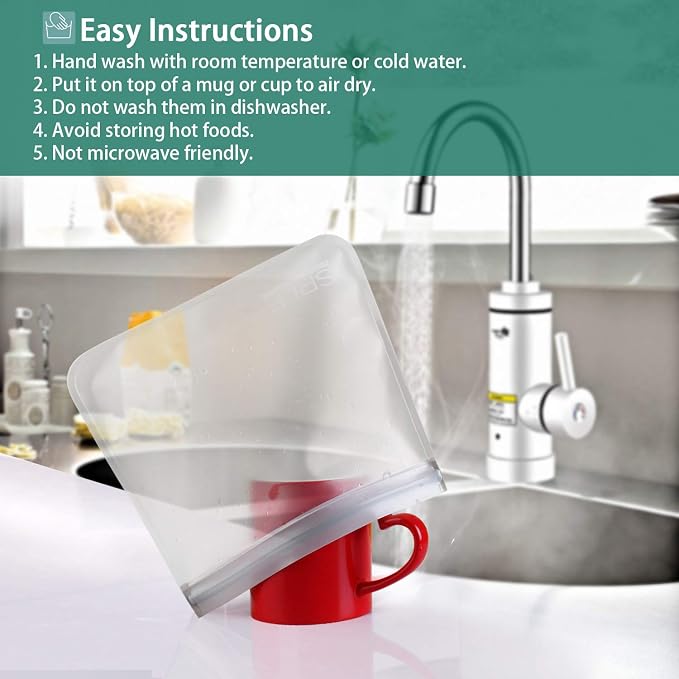 SPLF 18 Pack BPA FREE Reusable Storage Bags, Extra Thick Leakproof Silicone and - Image 6