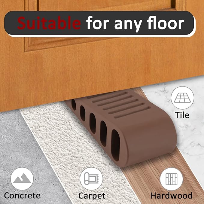 JQK Rubber Door Stopper Wedge, Bronze 2 Pack Soft TPR Premium Door Stops - Image 4