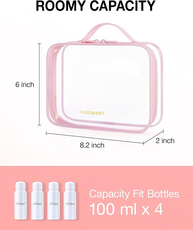 BAGSMART TSA Approved Clear Toiletry Bag, 3 Packs Quart Size Water Resistant - Image 2