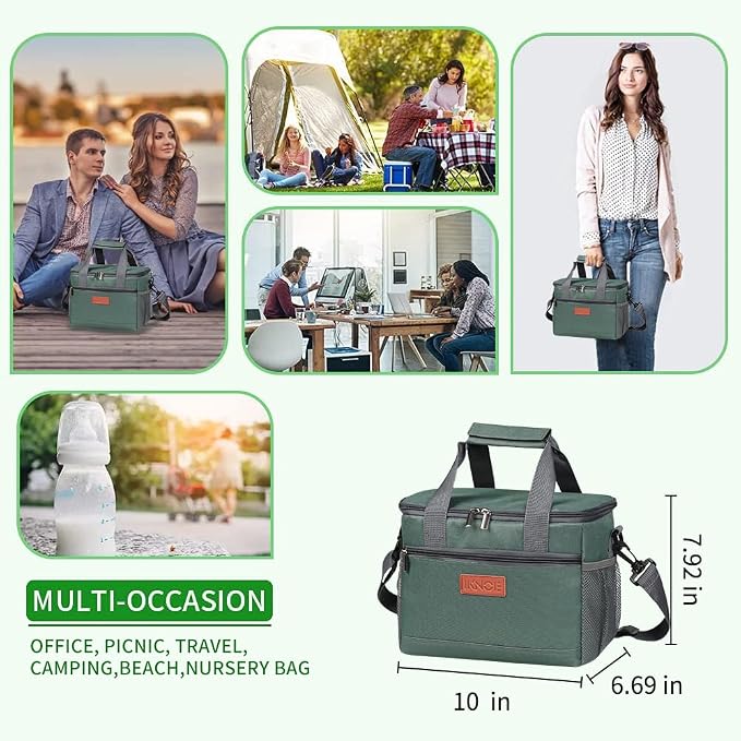 iknoe Large Foldable Cooler Bag, 8.5L Insulated Lunch Bag, Leakproof Lunch - Image 4