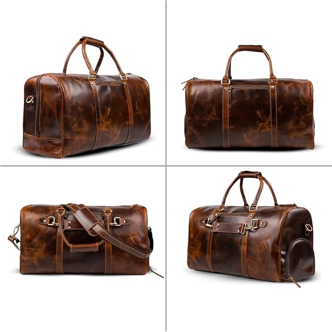 ELIZO Leather Duffle Bag For Men Women Real Full Garin Custom Travel Overnight - Image 6