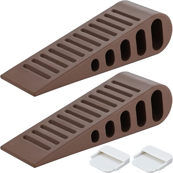 JQK Rubber Door Stopper Wedge, Bronze 2 Pack Soft TPR Premium Door Stops by Homeimprovement