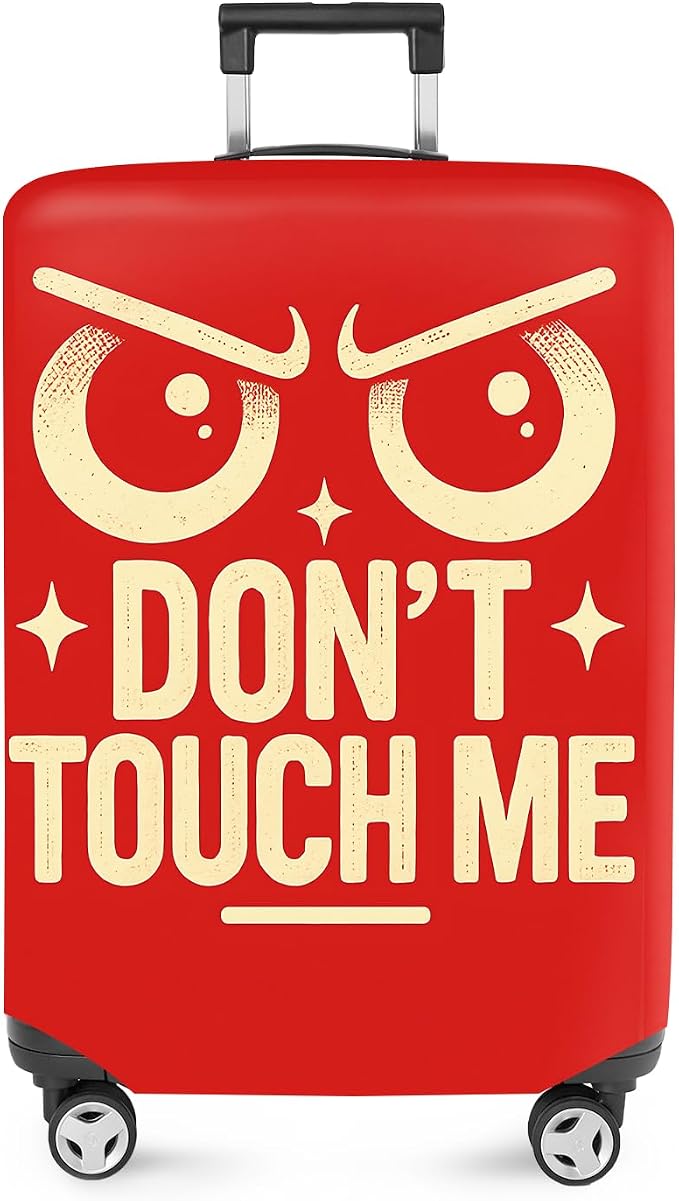 ANNA QUEEN Funny “Don’t Touch Me” Luggage Cover, Bold Red Suitcase Protector by ANNAQUEEN
