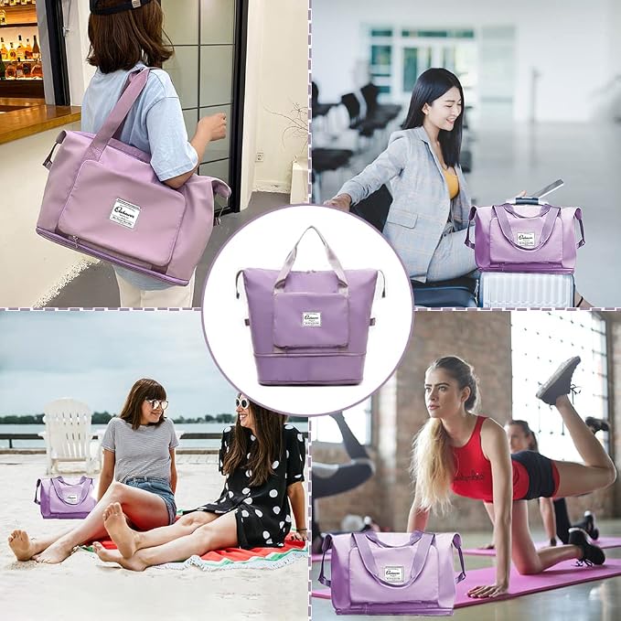 Large Capacity Foldable Travel Bag Expandable Portable Carry on Bag Dry&Wet - Image 6