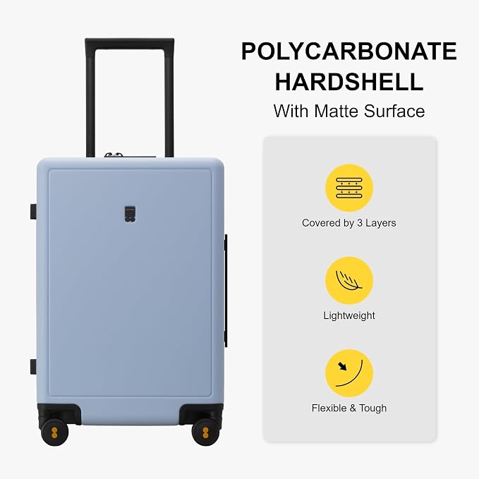 LEVEL8 Elegance Carry-on Suitcase, 20 Inch Carry on Luggage, Hardside Large - Image 3